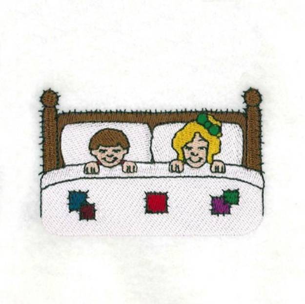 Picture of Children in Bed Machine Embroidery Design
