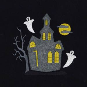 Picture of Haunted House Cutout Applique Machine Embroidery Design