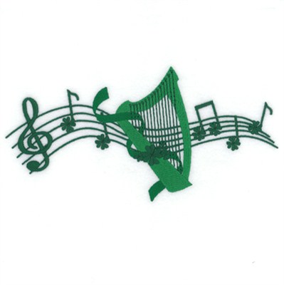 Irish Harp Music Machine Embroidery Design