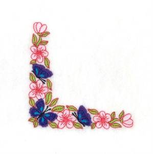 Picture of Floral Butterfly Corner Machine Embroidery Design