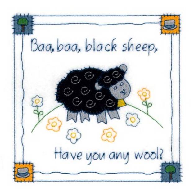 Picture of Baa Baa Black Machine Embroidery Design