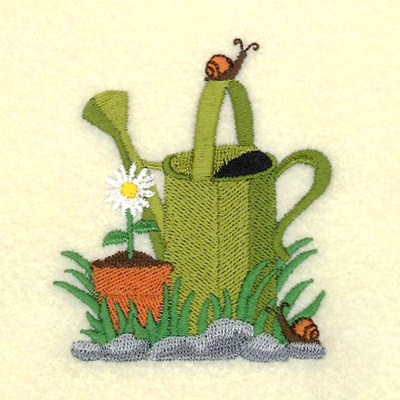 Watering Can Snails Machine Embroidery Design