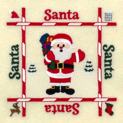 Santa Quilt Square Machine Embroidery Design