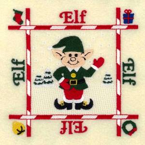 Picture of Elf Quilt Square Machine Embroidery Design