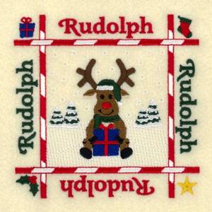 Picture of Rudolph Quilt Square Machine Embroidery Design