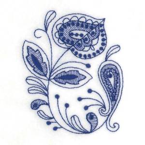 Picture of Floral Bluework Toile Machine Embroidery Design