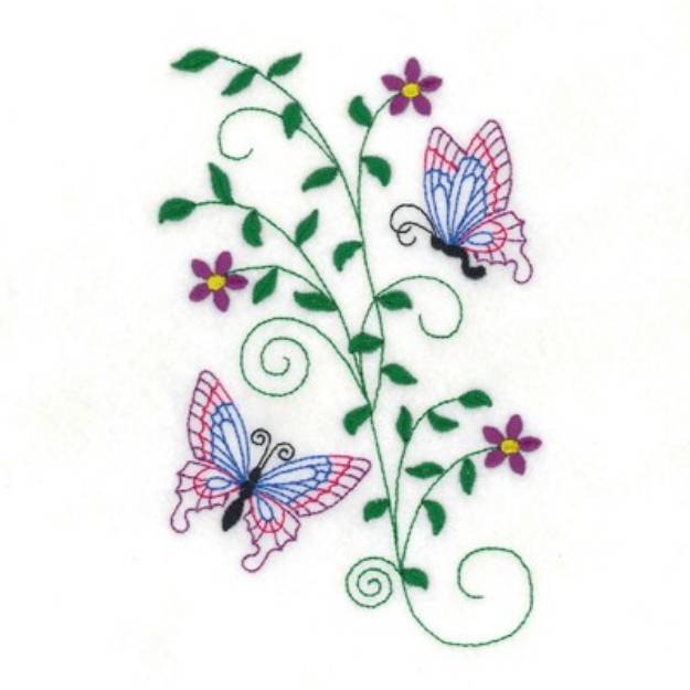 Picture of Butterfly Flowers Machine Embroidery Design