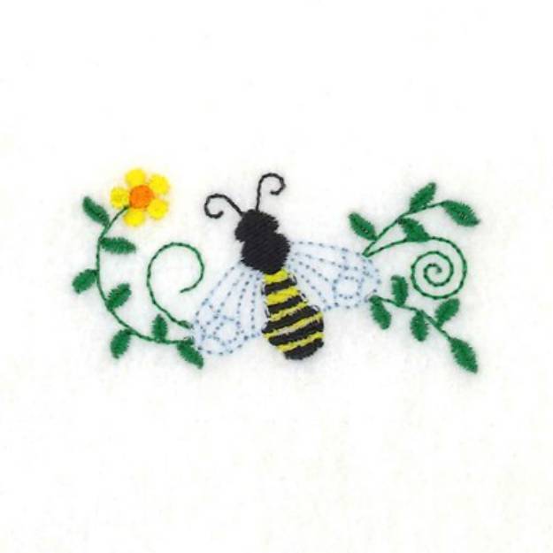Picture of Bee Floral Machine Embroidery Design