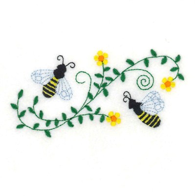 Floral Bees Machine Embroidery Design