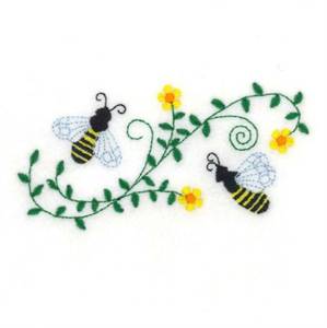 Picture of Floral Bees Machine Embroidery Design