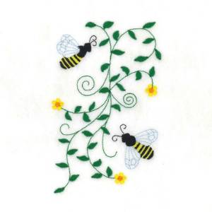 Picture of Bees & Flowers Machine Embroidery Design