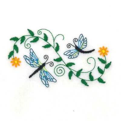 Two Dragonflies Machine Embroidery Design