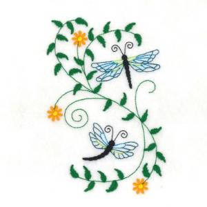 Picture of Dragonfly Floral Machine Embroidery Design