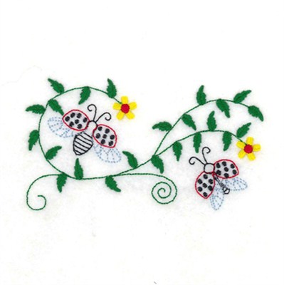 Two Ladybugs Machine Embroidery Design