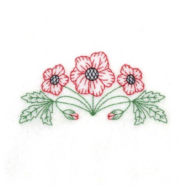 Picture of Poppy Flowers Machine Embroidery Design