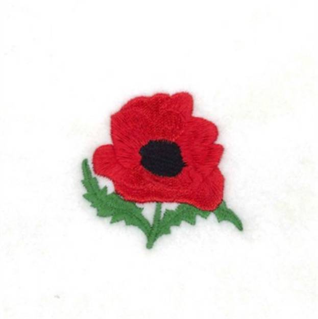 Picture of Red Poppy Flower Machine Embroidery Design