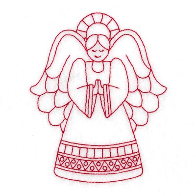 Redwork Angel Machine Embroidery Design