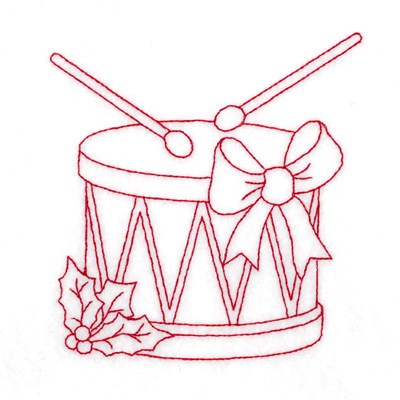 Redwork Drum Machine Embroidery Design