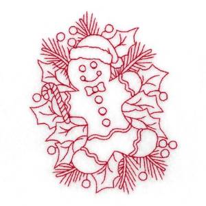 Picture of Redwork Gingerbread Man Machine Embroidery Design