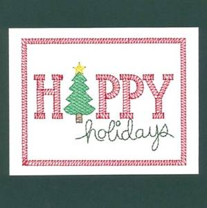 Picture of Happy Holidays Card Machine Embroidery Design