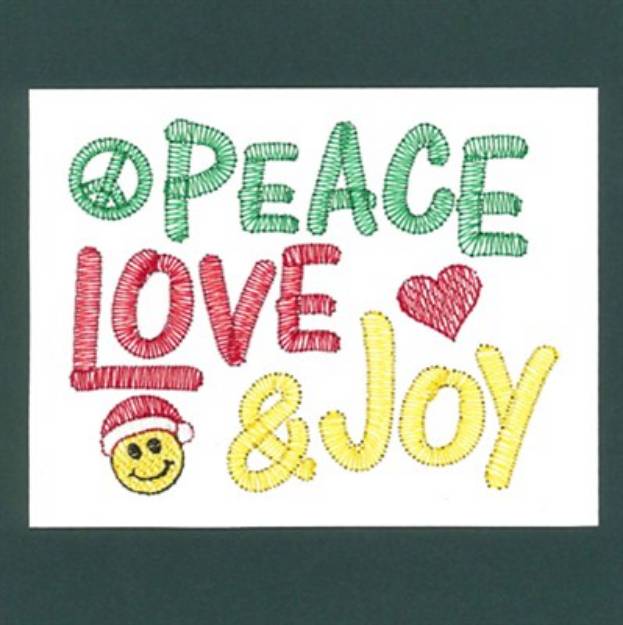 Picture of Peace Love Joy Card Machine Embroidery Design