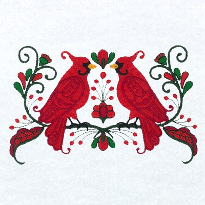 Jacobean Cardinals Machine Embroidery Design
