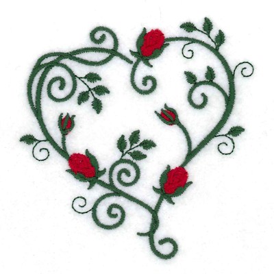 Rose Bud Heart Machine Embroidery Design