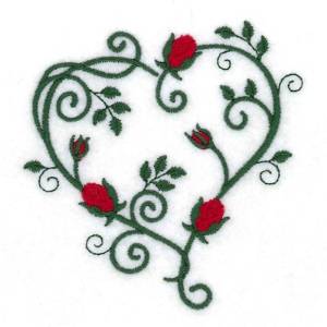 Picture of Rose Bud Heart Machine Embroidery Design