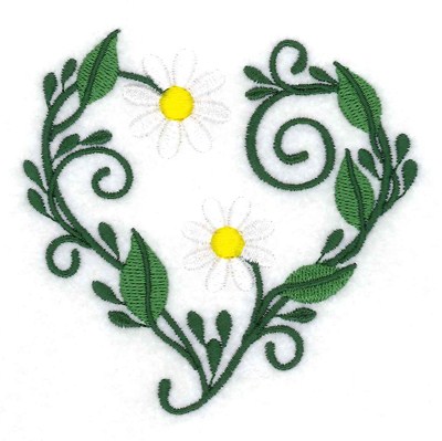 Daisy Heart Machine Embroidery Design
