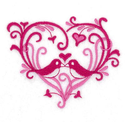 Love Bird Heart Machine Embroidery Design