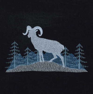 Winter Bighorn Sheep Machine Embroidery Design