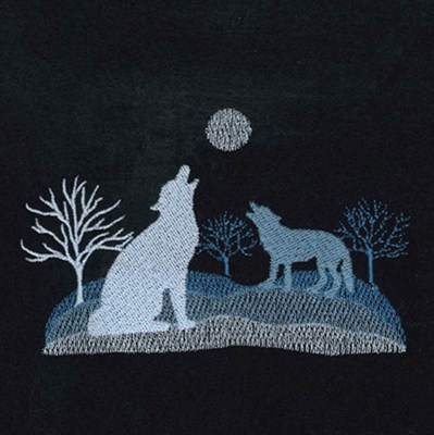 Winter Coyote Silhouette Machine Embroidery Design