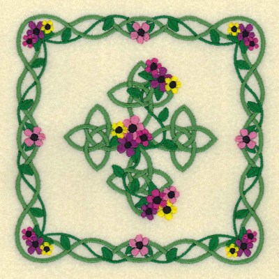 Celtic Quilt Flowers Machine Embroidery Design
