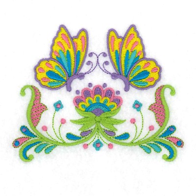 Jacobean  Butterflies Machine Embroidery Design