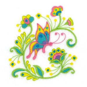 Picture of Butterfly & Flowers Machine Embroidery Design