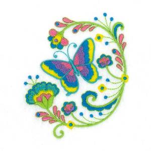 Picture of Butterfly Floral Machine Embroidery Design