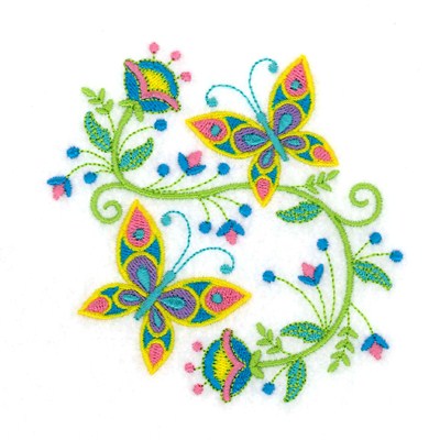 Jacobean Butterflies Machine Embroidery Design
