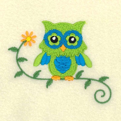 Swirly Spring Owl Machine Embroidery Design
