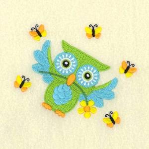 Picture of Spring Owl and Butterflies Machine Embroidery Design