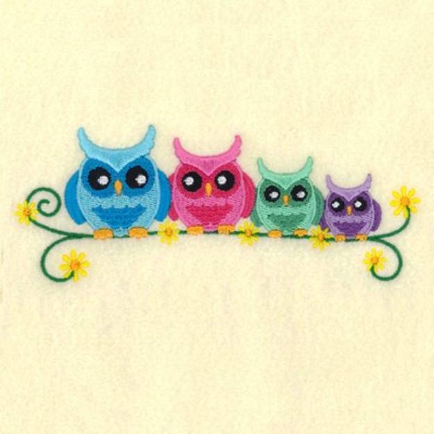 Picture of Spring Owl Family Machine Embroidery Design