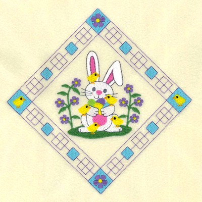 Bunny and Chicks Potholder Machine Embroidery Design
