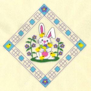 Picture of Bunny and Chicks Potholder Machine Embroidery Design