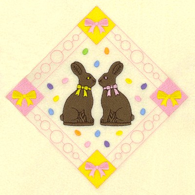 Chocolate Bunnies Potholder Machine Embroidery Design
