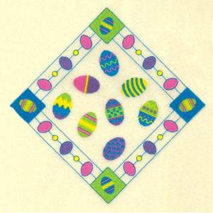 Picture of Easter Eggs Potholder Machine Embroidery Design