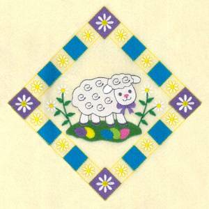 Picture of Easter Lamb Potholder Machine Embroidery Design