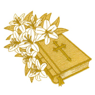Bible and Lilies Toile Machine Embroidery Design