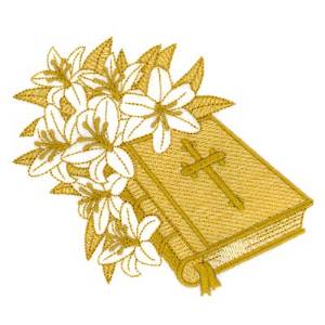 Picture of Bible and Lilies Toile Machine Embroidery Design