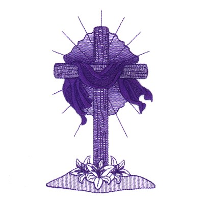 Cross and Shroud Toile Machine Embroidery Design