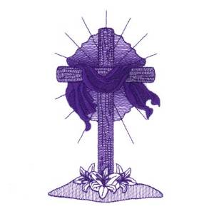 Picture of Cross and Shroud Toile Machine Embroidery Design