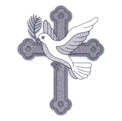 Dove and Cross Toile Machine Embroidery Design